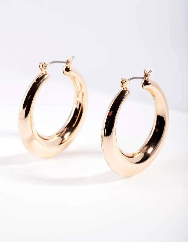 Party Drop Earrings-Gold Classic Smooth Hoop Earrings