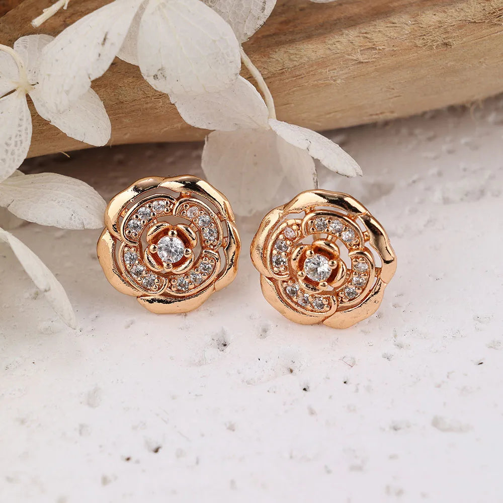 1 Pair IG Style Modern Style Classic Style Flower Inlay Brass Zircon Ear Studs