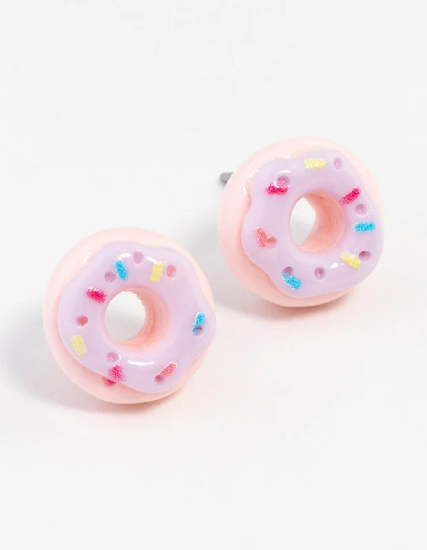 Elegant Chandelier Earrings-Sprinkle Doughnut Stud Earrings