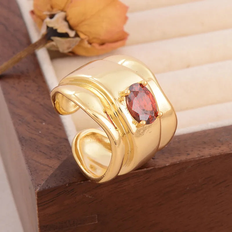 Wholesale Vintage Style Simple Style Round Copper Plating Inlay 18K Gold Plated Pearl Zircon Open Rings