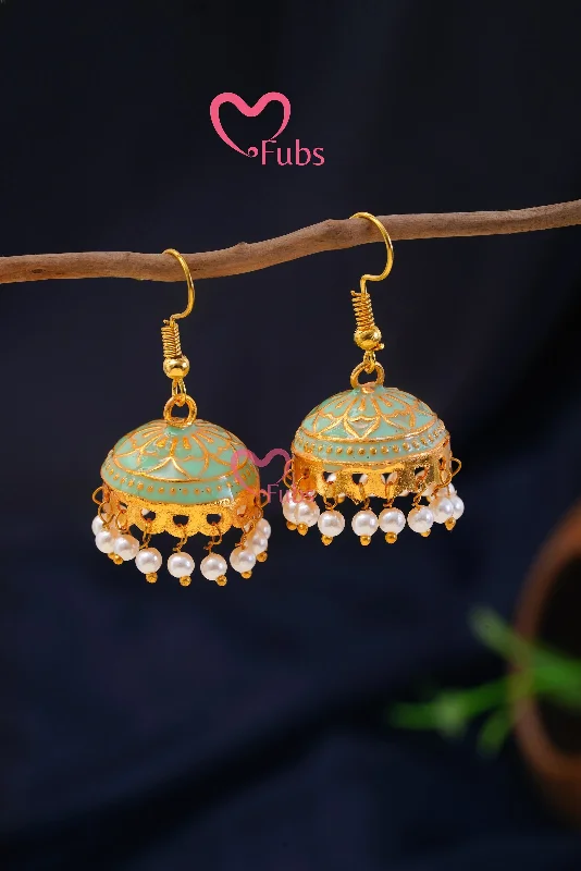 Textured Gold Earrings-Classic Design Bead Jhumka Earrings