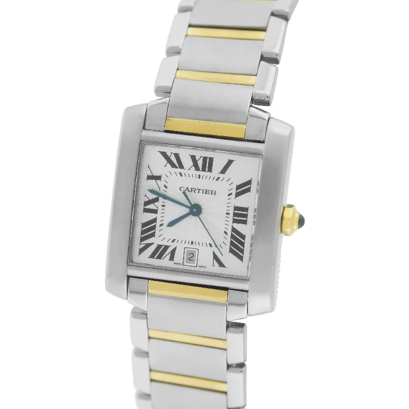 Digital Smartwatch with Sleep Monitor-Cartier Tank Francaise Full-Size Auto Two-Tone Gold Date Watch W51005Q4 2302