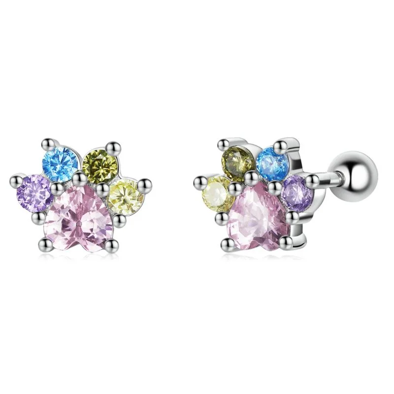 Color Zirconium Cute Claw Ear Studs-Plus-Sized Edition