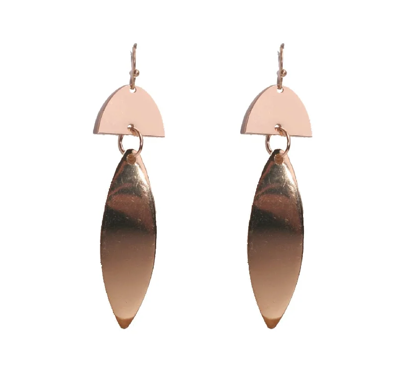 Chic Ear Huggers-Iconography Geometric Rose Gold Drop Earrings