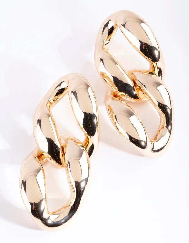 Stylish Hoop Earrings-Gold Chunky Chain Link Earrings