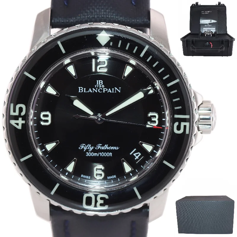 Women’s Adjustable Strap Watch-Blancpain Fifty Fathoms Automatic 5015 1130 71S Steel 45mm Black Dive Watch