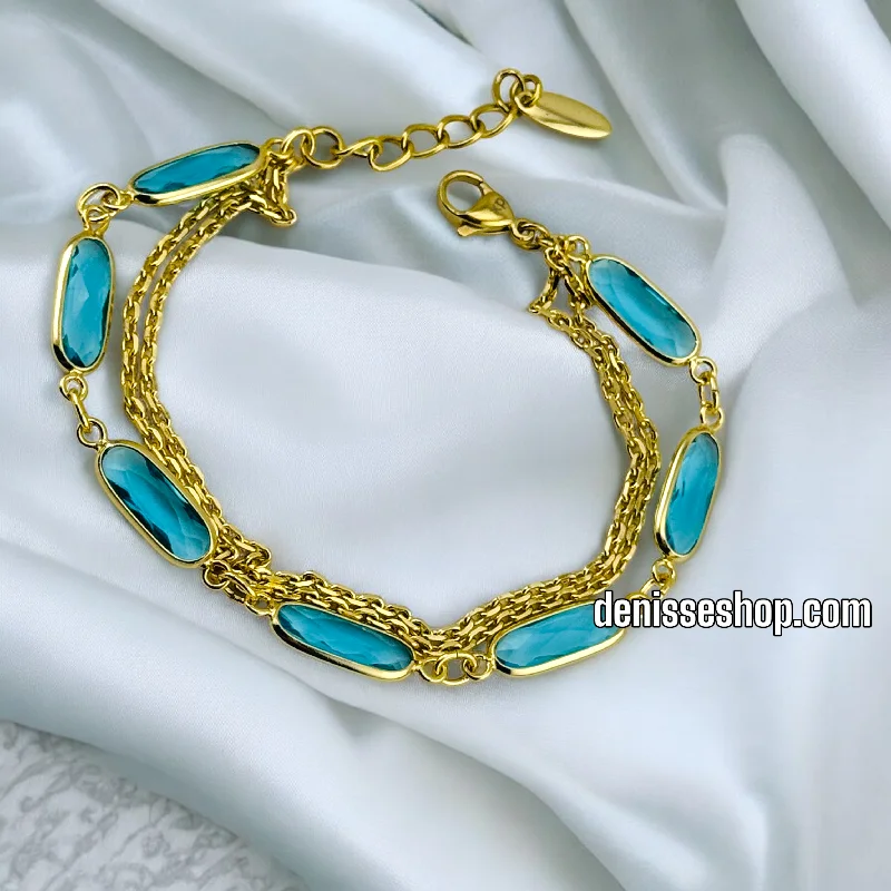 Vintage Bangle Bracelet-14K /WOMAN BLUE STONE  BRACELET BR554