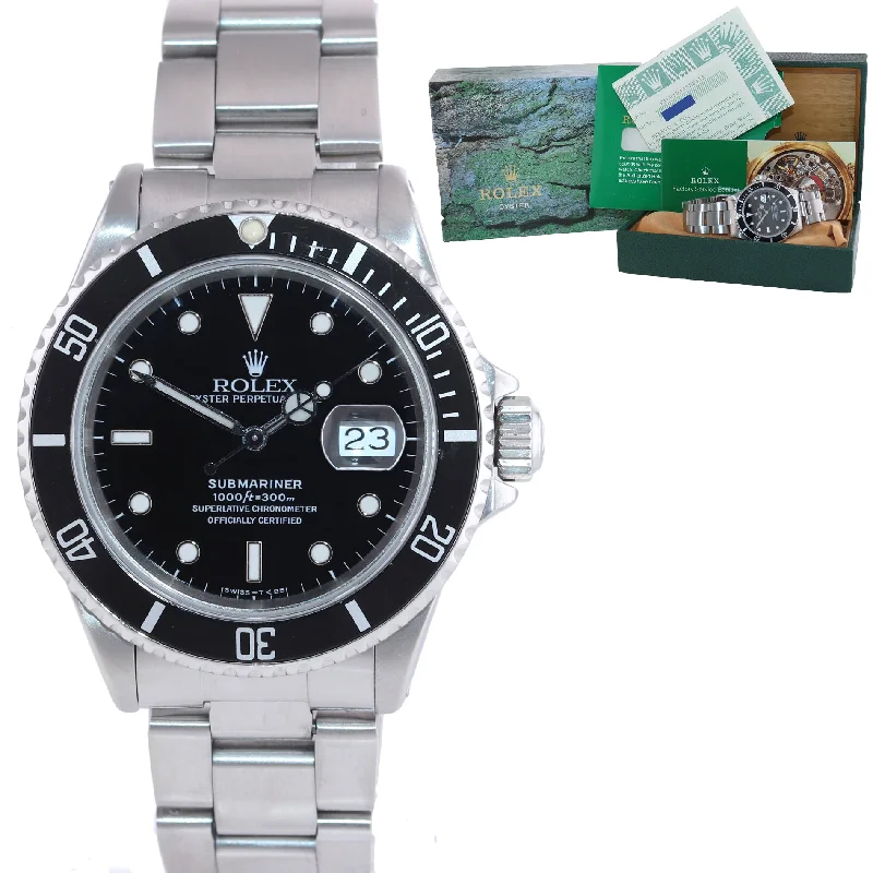 Luxury Diamond-Studded Watch for Women-PAPERS Rolex Submariner Date 16610 Steel Black Watch Box