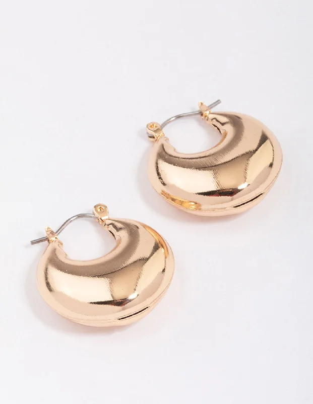 Bold Gold Earrings-Gold Puffy Stretch Hoop Earrings