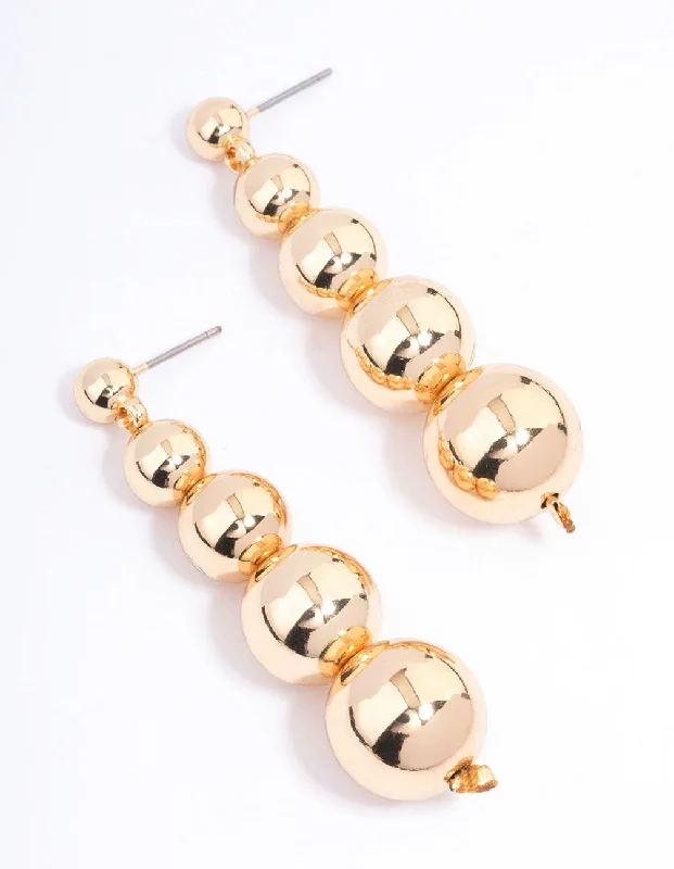 Fashion Drop Earrings-Gold Gradual Sphere Drop Earrings