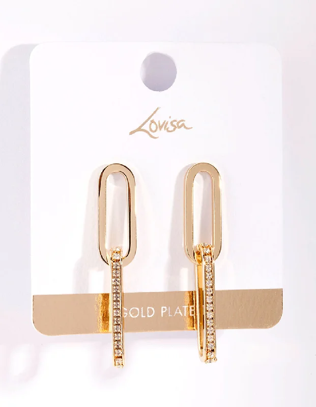 Classic Gold Earrings-Gold Plated Drop Earrings