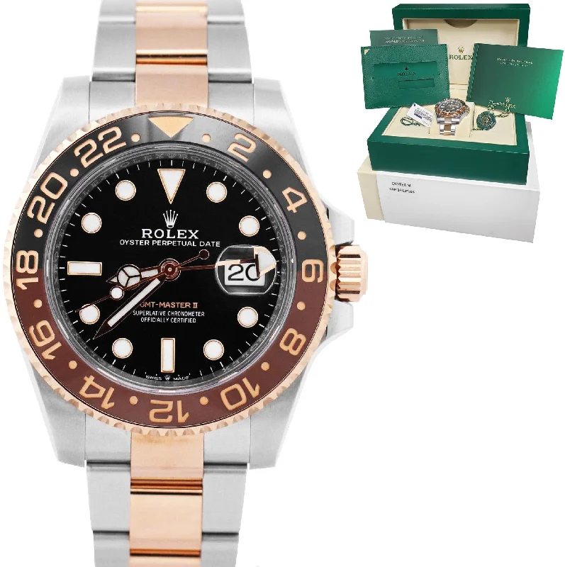 Classic Women's Leather Strap Watch-AUGUST 2021 Rolex GMT-Master II Root Beer Steel Rose Gold 126711 CHNR Watch